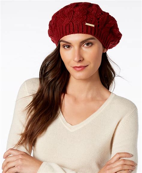 michael michael kors pointelle cable knit beret|Michael Michael Kors Super Cable Beret .